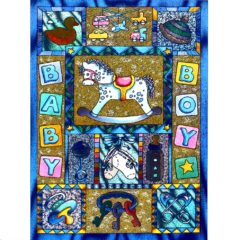 3619 Baby Boy – Rocking Horse – blue – Heron Dufex