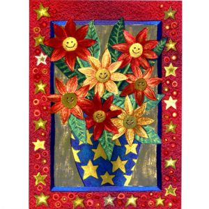 3705 Smiley Flowers in Stars – by Nikki Golesworthy