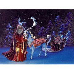3731 Reindeer with Sledge Carriage in the Night – by Bridget Tavener