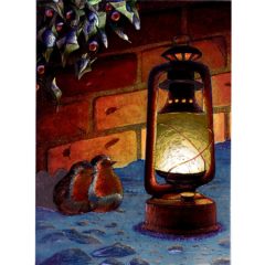 3734 Two Robins & Lantern – by Alan Fairbrass