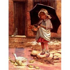 6637 April Showers – Girl with Umbrella – by George Hillyard Swinstead