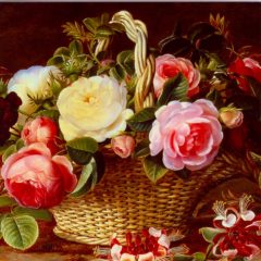 ESL02 A Still Life of Roses in a Basket – by Johan Laurentz Jensen 1800-1856