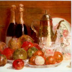 ESL29 Still Life With Fruit and Champagne Bottles – by Charles Couche 19th Century