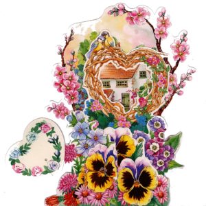 3D755 Heart, House, Pansies