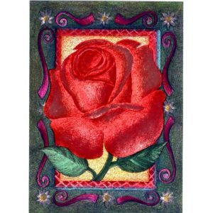 3599 Red Rose with Green Border