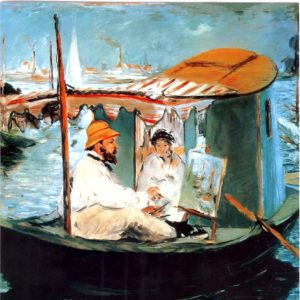 OCG3028 Monet in his Floating Studio – by Edouard Manet